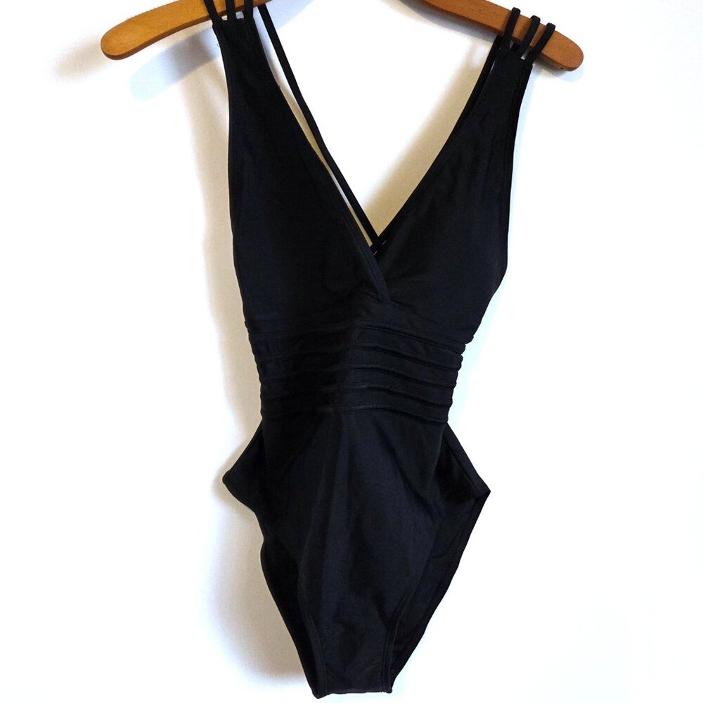 Black Swimsuit with Strappy Back - Size Medium